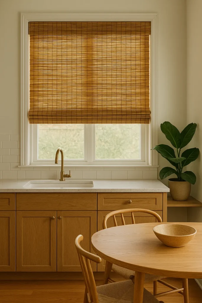 bamboo blinds indoor kitchen