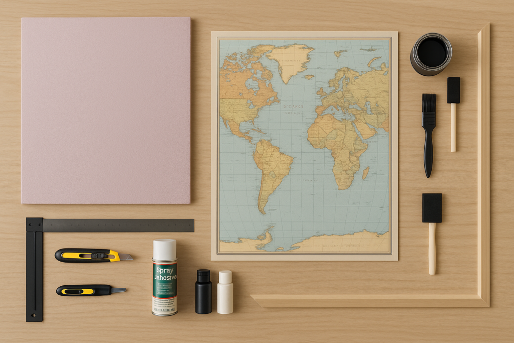A_photograph_displays_materials_and_tools_systemat