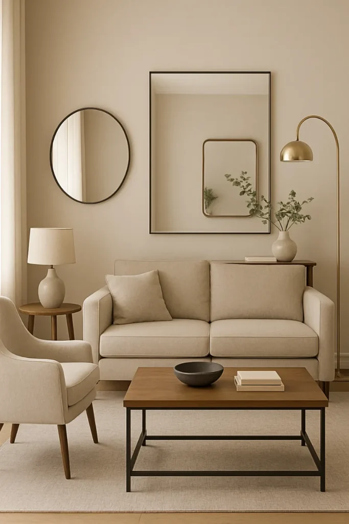 awkward living room layout ideas (mirror)