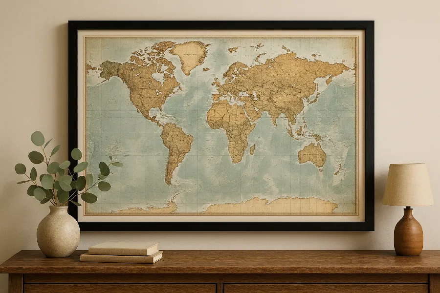 framed world map 3