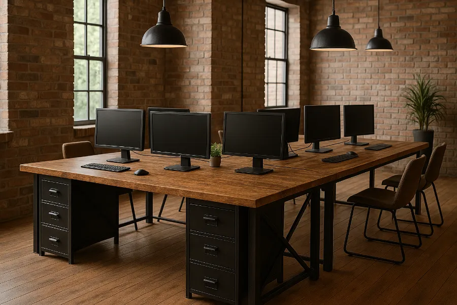 large space rustic industrial desk