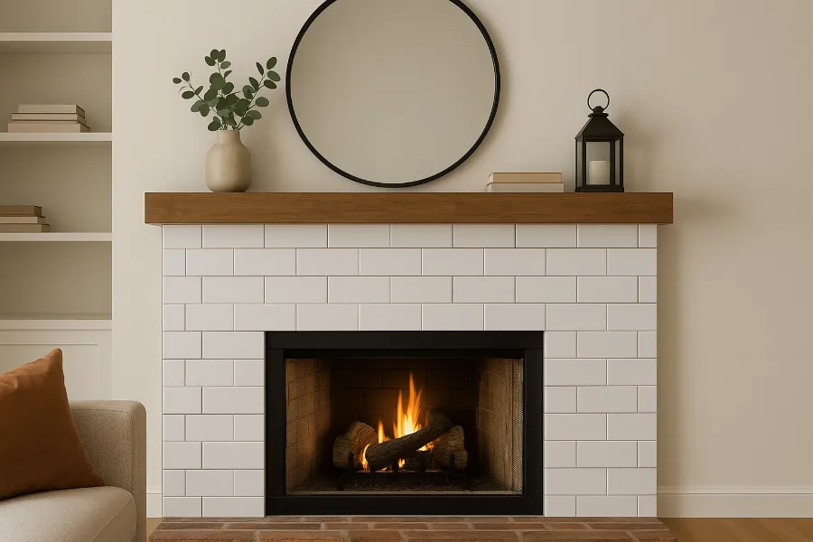 tile over brick fireplace 2