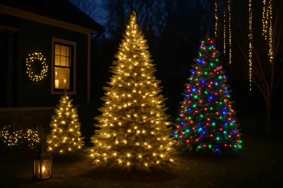 how to decorate outdoor trees with lights (1)