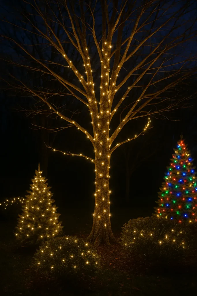 how to decorate outdoor trees with lights (2)