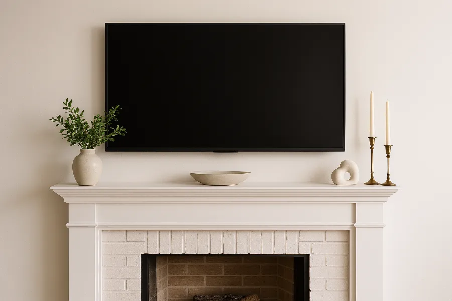mantel decor with tv 1