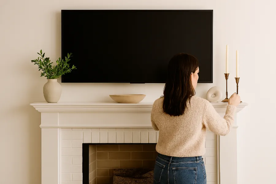 mantel decor with tv 2