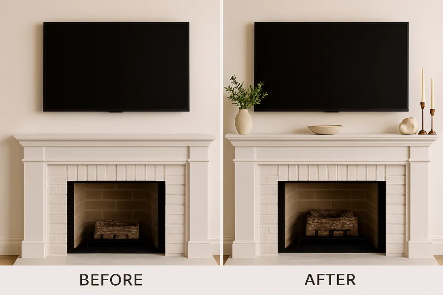 mantel decor with tv 3