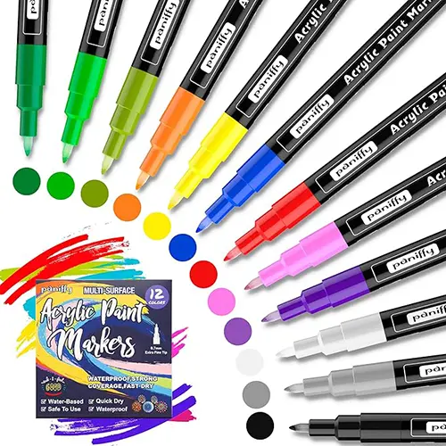 Acrylic Paint Markers Pens set with 12 Colors Acrylic Paint Pens for Rocks Painting