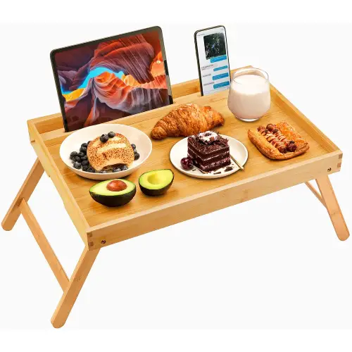 Bamboo Bed Tray Table, Large Breakfast Tray