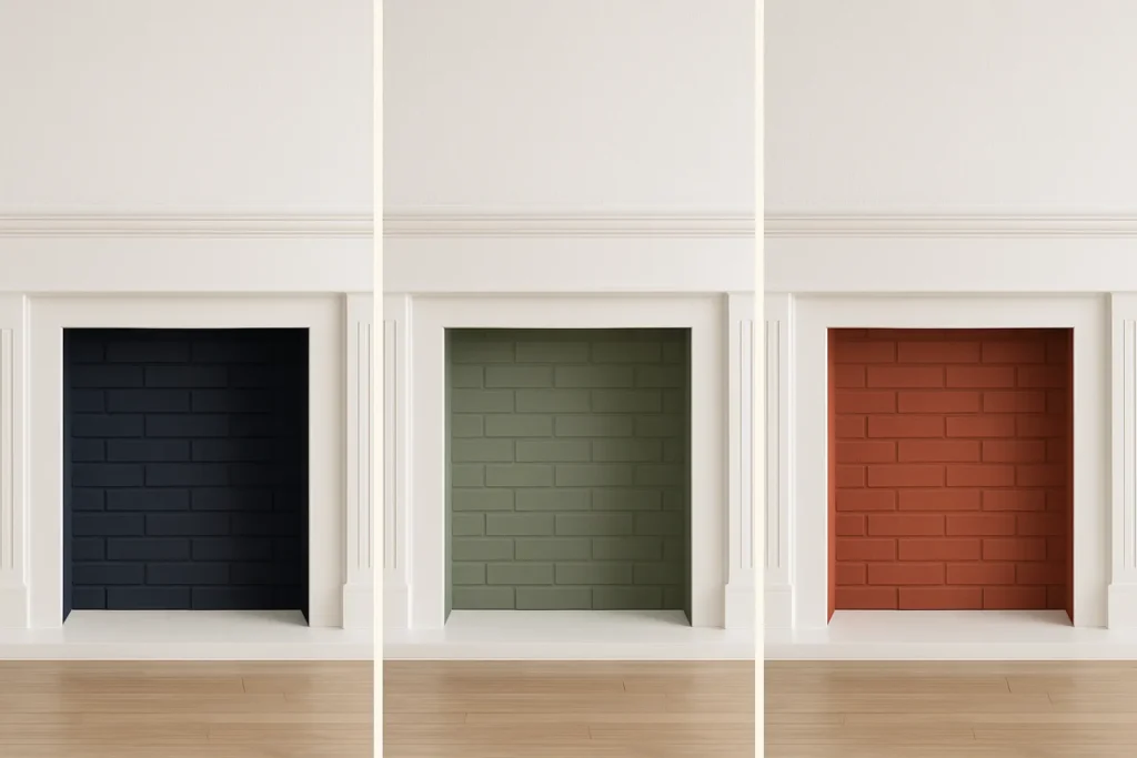 A_digital_photograph_presents_three_fireplaces_set