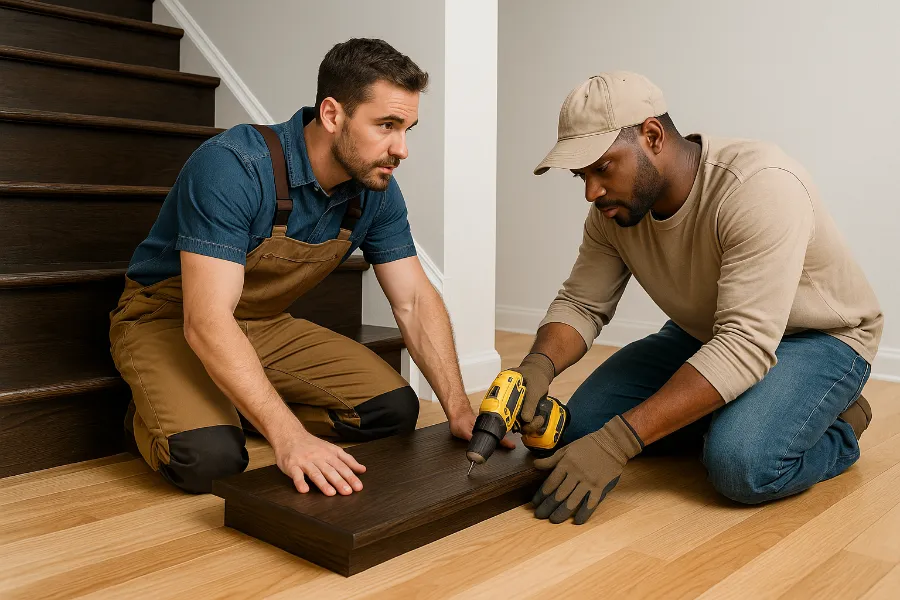 dark wood stairs with light wood floors 3