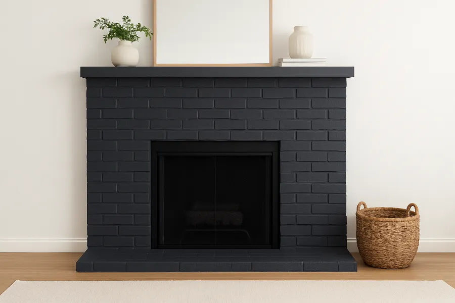 modern painted brick fireplace 1