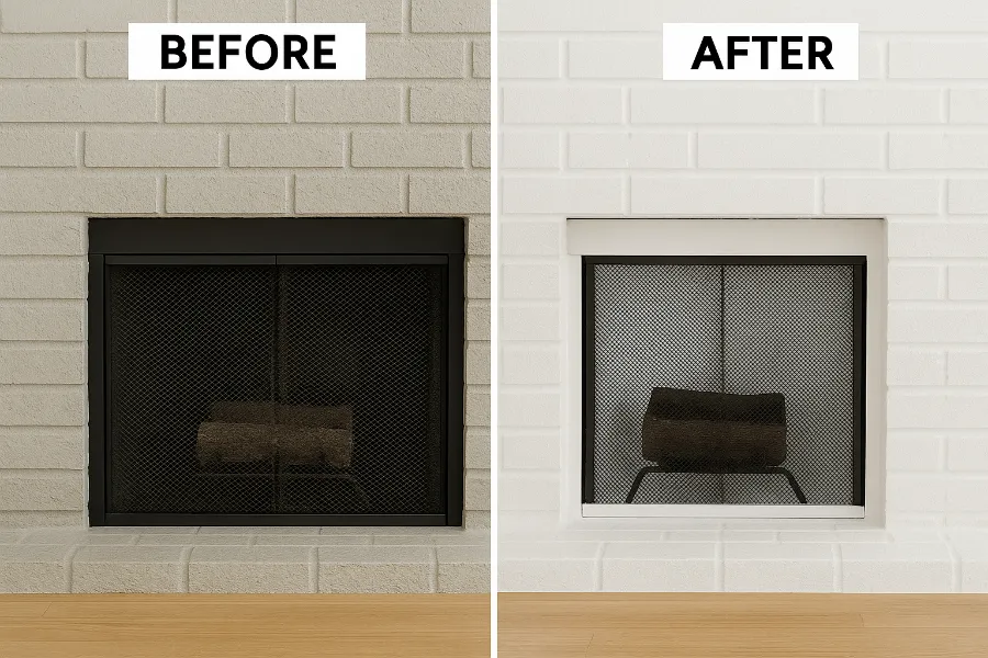 modern painted brick fireplace 4