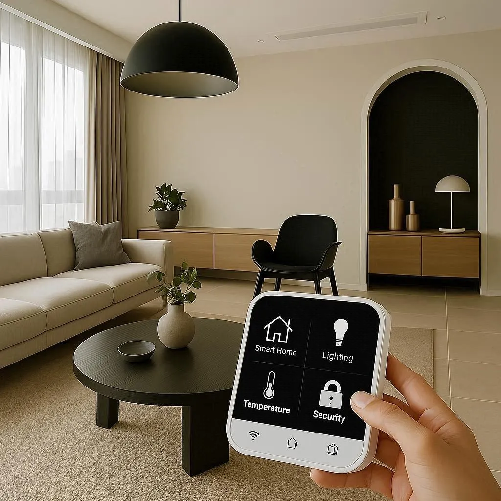 AI-powered automation system for lighting, temperature, and security control, showcasing innovation.