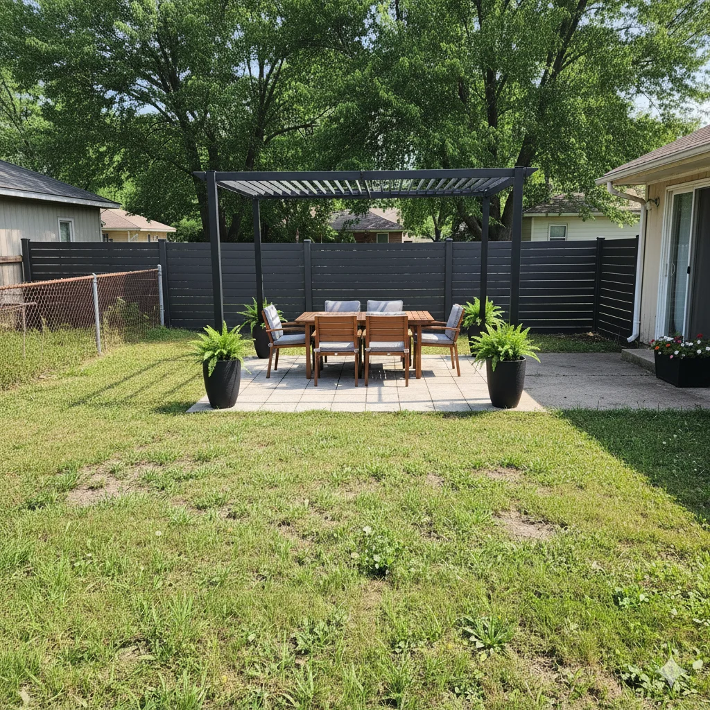 A Low-Maintenance Backyard Makeover with a Modern Privacy Fence 2
