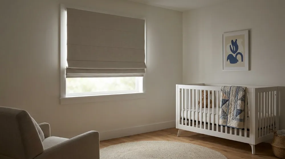 Blackout Roman Shades for a Peaceful Nursery 1