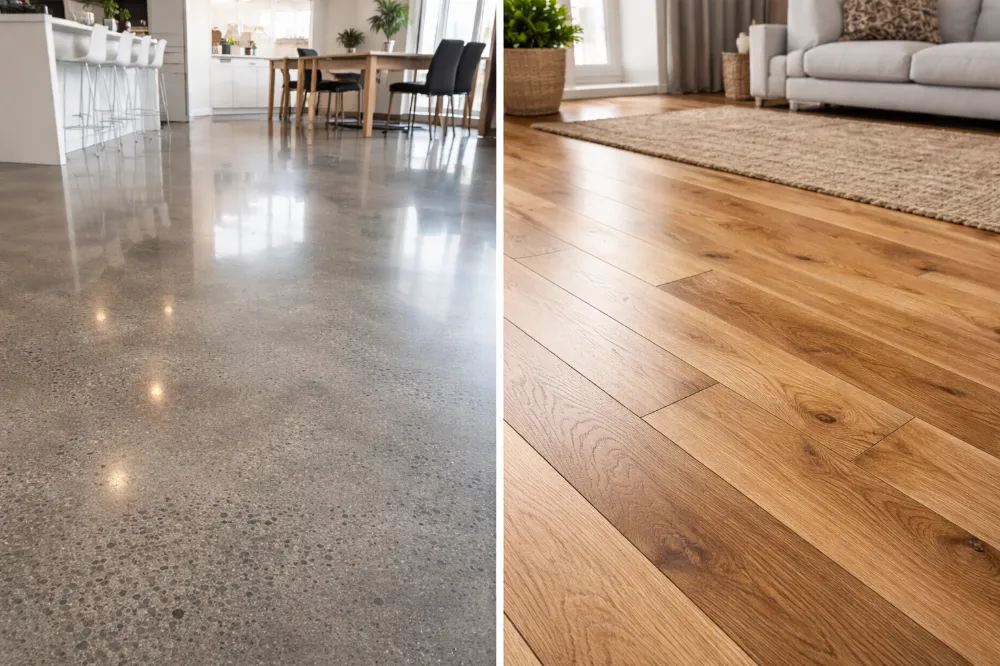 Polished Concrete vs Hardwood Flooring