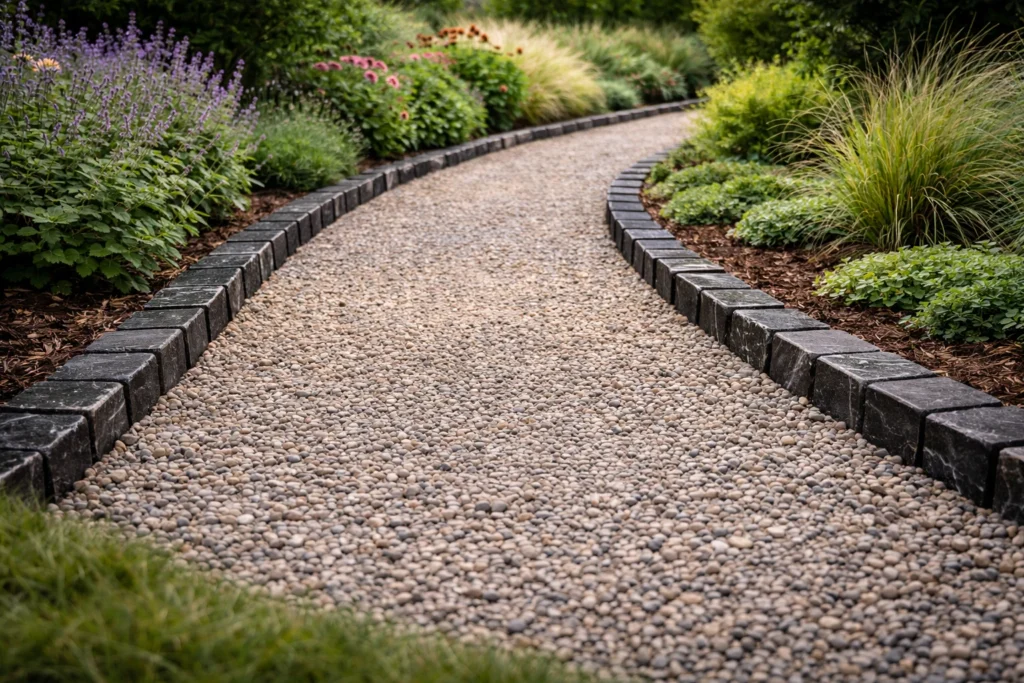 DIY Gravel Path Edging With Stone or Bricks 5