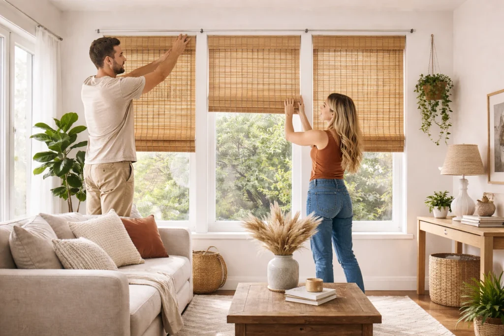 How to Hang Bamboo Shades Without Drilling 3