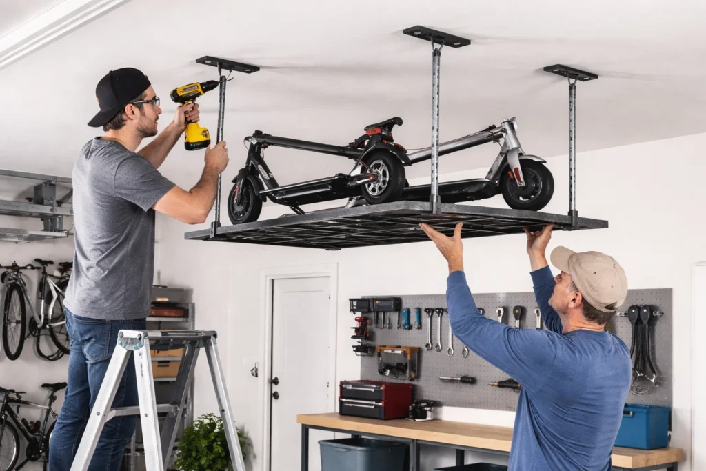Overhead Garage Storage for Scooters 2