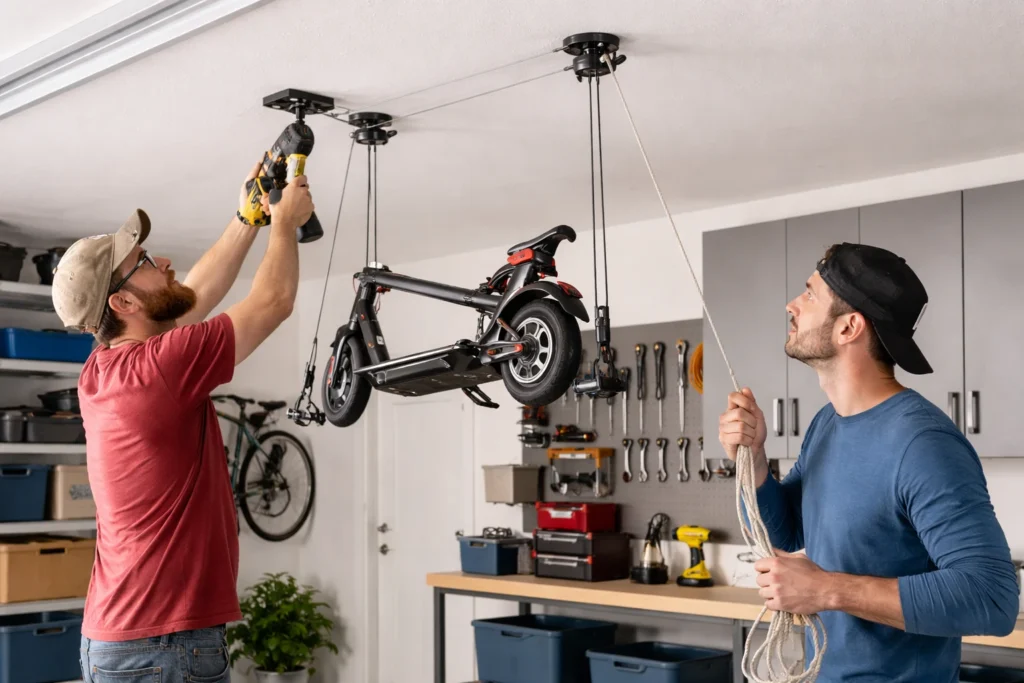 Overhead Garage Storage for Scooters 3