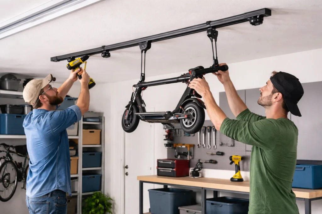 Overhead Garage Storage for Scooters 4