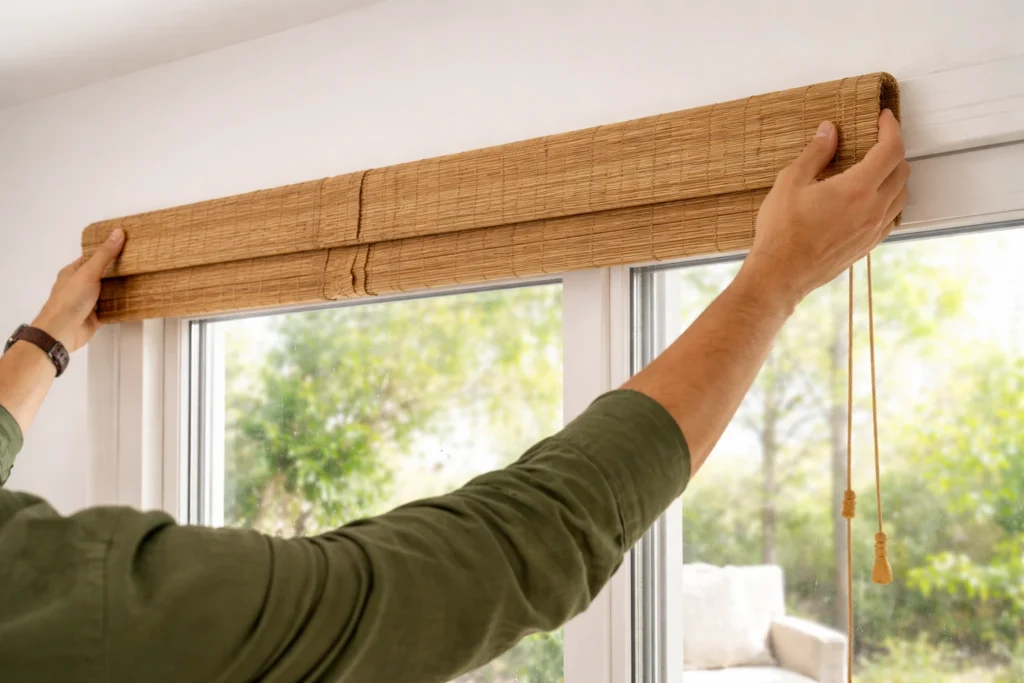 how to hang bamboo shades without drilling 3