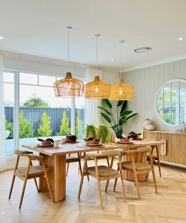 Over a dining table