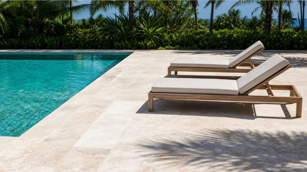 Use travertine near the pool