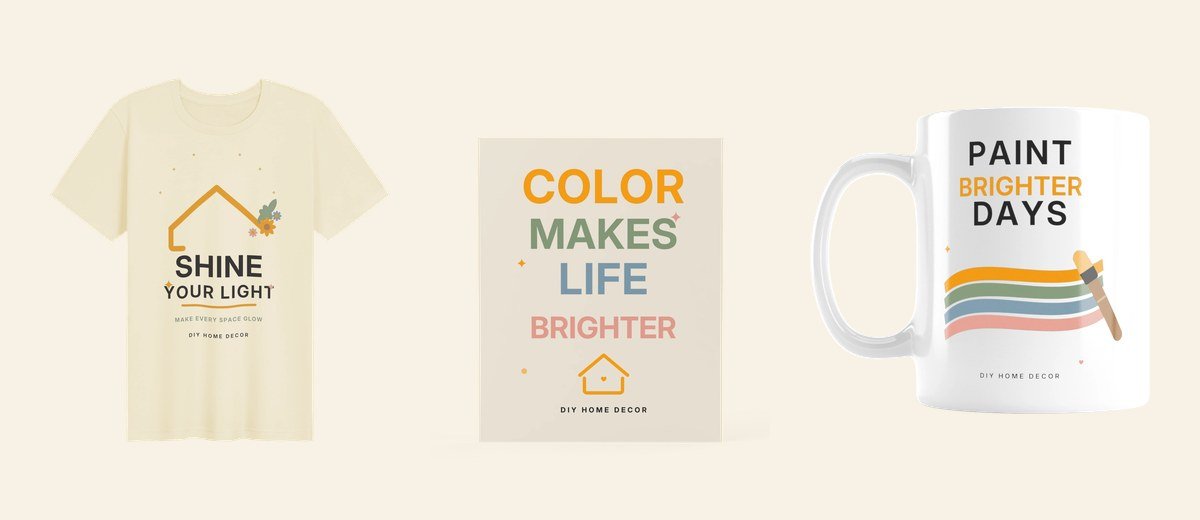 Shine Your Light tee, Color Makes Life Brighter art print and Paint Brighter Days mug from the DIY Home Decor shop