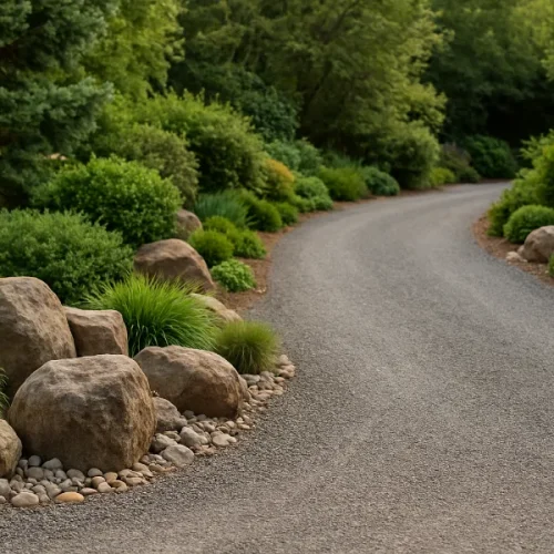 Driveway Landscaping with Decorative Stone 1