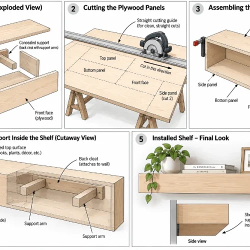 How to Build DIY Floating Shelves from Plywood