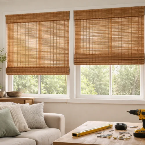 how to hang bamboo shades