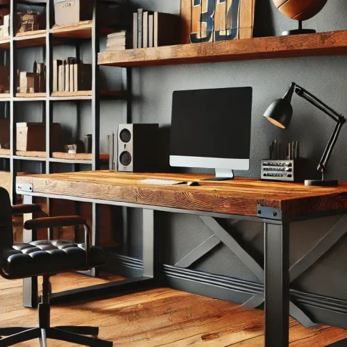 rustic-industrial desk setup