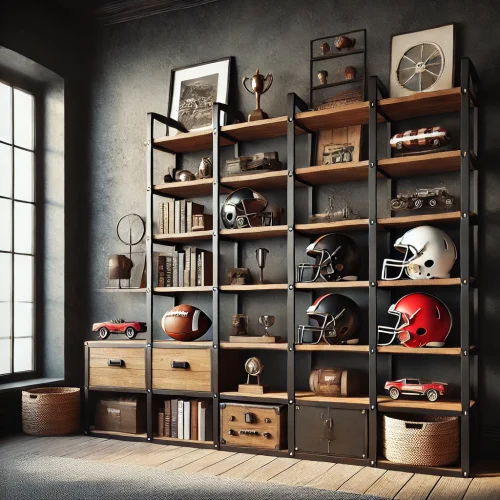 rustic-industrial style bookshelf