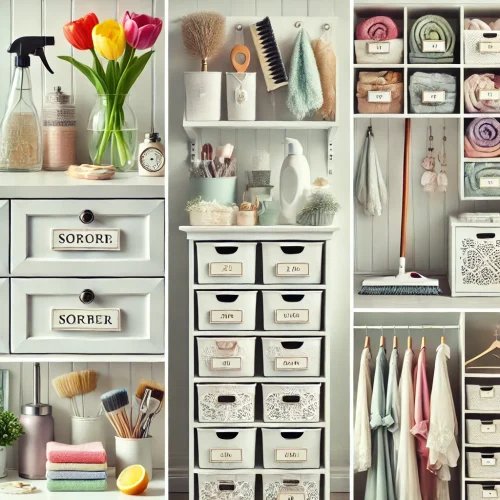 well-organized home storage and cleaning spaces